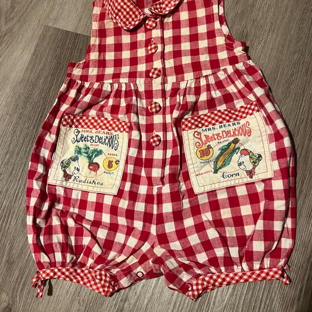 Red Checkered Kids Romper